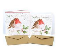 De Lujo Tarjetas Navidad (wre2982) - The Jolly Robin - Caja de 8 - Wrendale Designs