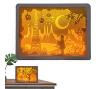 de luz - Lámpara de noche con esculturas de papel | Lámpara de tallado de papel 3D, decoración artística, cajas de sombra, luz nocturna LED para el hogar, dormitorio, mesita de noche