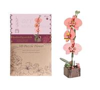 De Madera 3D - Juego de Construcción de Flores | Juego de Montaje Educativo,para Niños, Decoración del Hogar, Relajación, Exposición en Estanterías y como Centro de Mesa