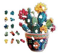de Madera con Flor De Cactus - Juego De de Madera Colorida, Divertida Actividad Familiar, Jarrón De Plantas Puzzle, Desafío Creativo Montaje Creativo, Juego Decorativo Lindo