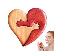 de Madera de corazón - Escultura Decorativa de corazón, Conjunto con pequeñas Marcas de Abrazo, Arte de Hecho a Mano, de Escritorio, decoración de Mesa romántica, para
