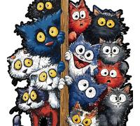 de Madera en Forma de Gato, Caja de artístico en Forma de Animal, Juguete Complejo Fabricado en Madera | Escultura Felina Detallada, ilustración Atractiva, para Adultos y