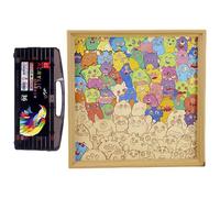 de madera para adultos,Animales lindos en marco educativo decorativo lúdico - Puzzles de piezas estimulantes | para niños, estante de pared, casa, familia, , interior, sala de
