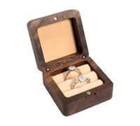 De Madera Para Anillos, Ranuras Dobles, 6x6x6cm, Joyero De Madera Vacío, Estuche Para Anillos De Boda, Protección Interior Suave Portátil Y Lista Para Recuerdos, Para Propuestas, Compromisos