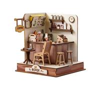 de Madera para cafetería Diorama 3D de 6,7 Pulgadas - Kit de construcción de casa en Miniatura para Adultos | Juego de 105 Habitaciones en Miniatura con luz LED para Estante de Dormitorio