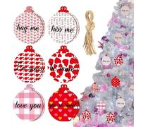 De Madera Para El Día De San Valentín,De Madera Para El Árbol Del Día De San Valentín | 12 piezas de decoraciones para árboles de corazón de | Exquisito, colgante de fiestas de