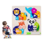 de madera para niños, de madera con animales - Juegos de cerebro Juguetes de inteligencia, colorido de doble cara con forma de animal para niños Juego de lógica