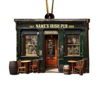 De Madera para Pub Irlandés: Decoración Verde De Madera, Accesorio para Colgar En El Árbol De Navidad, Dije De Madea para Las Fiestas, Artesanía Duradera con Detalle De Espejo Retrovis