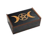 de madera para tarjetas de tarot, organizador de madera, de almacenamiento de joyas, pequeña madera vintage con tapa deslizante