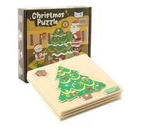 de madera reno Santa Claus | Puzzle de árbol de muñeco de pan de jengibre para - educativo creativo para niños niñas de 3 años y más de año de infancia