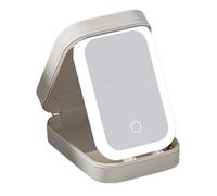 de maquillaje con espejo | Organizador de maquillaje portátil iluminado con espejo - Estuche con asa, de almacenamiento de viaje para salida de viaje, crema, Se référer au descriptif