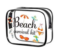 de maquillaje de viaje transparente, 22 x 16 x 6 cm, PVC, gran capacidad, impermeable, organizador de cosméticos, de playa, diseño compacto, para viajes, gimnasio, oficina, rutina diaria