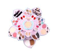 de maquillaje giratorio 7 en 1 con forma de ciruela, set de belleza con brillo labial, sombra, corrector, polvo y pinceles, organizador cosmético elegante para mujer, color rosa