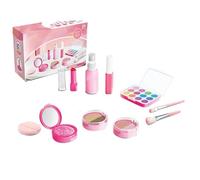 de maquillaje para niñas - Set de cosméticos portátil para la ficción con estuche Kit de belleza seguro para niños para el rol creativo Lápiz labial de imitación, paleta de sombra de ojos, Rosa,