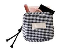 de maquillaje pequeña | de almacenamiento portátil para servilletas de lápiz labial | Estuche de cosméticos cuadrado portátil a cuadros para llaves de coche, auriculares, monedas, NEGRO