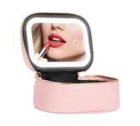 de Maquillaje - PU, 5,91 x 4,65 x 2,76 in Cosmetic Organizer Built-In LED Light | USB Rechargeable Adjustable Mirror, Lighted Makeup Case For Travel, Daily Touch-Ups, Train Commutes, Pool