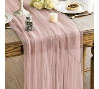 de mesa de gasa color rosa polvoriento de 120 pulgadas, para la decoración de cocina y comedor de temporada para fiestas, , y baby showers