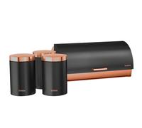 de Mesa +Juego 3 Botes Cocina Almacenaje Acero Inoxidable Contenedor de Pan con , Briebe, BB1161BLKM, Negro Mate/