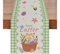 de Mesa Primavera - 33 x 120 cm Motivo Huevos de Pascua y Flores primaverales decoración de Mesa, servilleta Decorativa para - para Fiestas, hogar, Cocina, Centro de Mesa, Estante