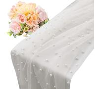 De Mesa Tul - Durable Compact High-Performance Elegant Ergonomic con Perlas Suave Cortable, Medida Estilo Boho , Velado para Bodas Y | Multipurpose Outdoor Indoor Utility