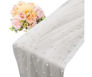 De Mesa Tul - Durable Compact High-Performance Elegant Ergonomic con Perlas Suave Cortable, Medida Estilo Boho , Velado para Bodas Y | Multipurpose Outdoor Indoor Utility