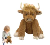 de 'meseta, animales de peluche de | escocesa móvil articulada de 10 pulgadas - Peluche Yak, bovino marrón y Highland a buenas noches, de granja con sonido para