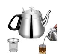 de metal - de acero inoxidable para servir café | Hervidor de té con infusor de aluminio, clásica de metal para estufa con base fina de calentamiento rápido | Mango