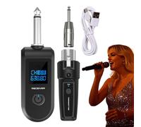 de micrófono inalámbrico - Adaptador de micrófono inalámbrico de 10 canales, transmisor y receptor recargable para mezclador de audio, guitarra eléctrica y bajo