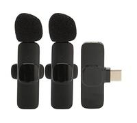 de Micrófono Lavalier Inalámbrico, Micrófono de Solapa Inalámbrico Compacto con 1 Transmisor Y 2 Receptores, Admite Grabación Mientras Se Carga para Entrevistas de Transmisión en