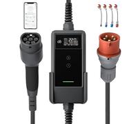 dé Mobile Wallbox/estación de carga de 22 kW App [3 fases|7 m|6-32A] con juego completo, cable de carga CEE 32A a tipo 2 y cargador EV para modelos Y/3, ID.3/4/5, MG4, EX30, e-up, e-tron y otros EV
