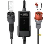 dé Mobile Wallbox/estación de carga de 22 kW con aplicación [3 fases|25 m|6-32A] con contador de corriente, cable de carga CEE 32A a tipo 2 y cargador EV para modelos Y/3, ID.3/4/5, MG4, EX30, e-up