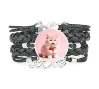 De Moda Ajustable De Cuero Trenzado Con Diseño De Gato Cremoso Y Amor Crea