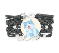 De Moda Ajustable De Cuero Trenzado Con Diseño De Gato Cremoso Y Amor Crea