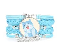 De Moda Ajustable De Cuero Trenzado Con Diseño De Gato Cremoso Y Amor Crea