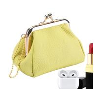 De Moneda De Cuero - De Lápiz Labial Fácil De Transportar, De Artesanía Con Cierre De Metal | Bolsas De Moneda Para Mujeres Niñas Señoras Esposas Estudiantes Viajado, amarillo