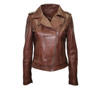 de mujer Brando Marrón Moda Estilo Motero Chaqueta De Cuero Suave