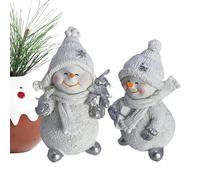 de muñeco de Nieve de Resina - Par de Figuras temáticas de Invierno, decoración de Chimenea para Mesa | Estatua de Estante, Centro de Mesa Feliz para Oficina, Sala de Estar, Cocina