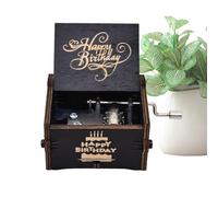 de música de Feliz cumpleaños - de música de Madera con manivela, Instrumento Musical Manual, Vintage y Tallado a Mano, Regalo Musical para Familia, Amigos | Coleccionable Decorativo