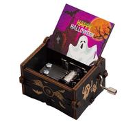 de música de Halloween de Madera - Cajas de Cuerda Manual con canción clásica de Halloween, Juguete Musical Decorativo para niños, Regalo de Temporada único, Elegante Musical para el hogar, f