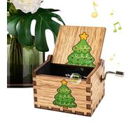 de música navideña - Rueda de metal de madera natural de 6,5 cm | de música hecha a mano decoración de mesa | Manivela de madera con melodías clásicas como "Jingle Bells" para regalo