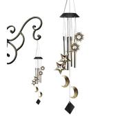 de música solar | de luna con estrellas impermeable para exterior | carillón de viento luminoso alimentado con energía solar - Ideal para terraza, casa, balcón, ventana, cumpleaños