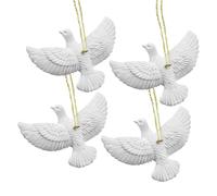 de Navidad - 4 piezas de resina blanca paz amor alegría pájaro decoración