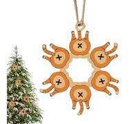 de Navidad con diseño de cola de gato, de madera para árbol de Navidad, decoración de temporada navideña para ventana, espejo retrovisor, pared, porche, mochila, llavero