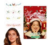 de Navidad con purpurina - Lindo 4 piezas brillante Navidad - Pegatinas brillantes festivas para la cara | para niñas, adolescentes, vacaciones, festivales, cosplay, celebraciones