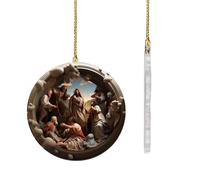 de Navidad Cristianos,Colgante religioso acrílico 2D - de árbol de Pesebre,para el Hogar Jardín Árbol Vacaciones Librería Interior del Coche Manija de la Puerta y Ramas