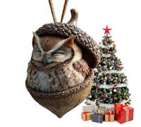 de Navidad de bellota de animales, madera acrílica 2D, conos de pino, colgantes decorativos para árbol de Navidad, en casa, casa de campo, amantes del jardín