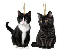 de Navidad de gato, colgante de acrílico 2D de 8 cm, juego de decoración de árbol de vacaciones, accesorio ligero para colgar en coche, pared, mochila, decoración del hogar, exhibición