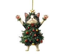 De Navidad De Gato, Colgante De Gato Retrovisor Acrílico 2D, Accesorios Colgantes De Gatito para Vehículo, Colgante De Lindo para Decoración De Árbol De Navidad, Decoración De Espejo Retro