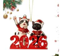 de Navidad en Forma de Gato Lindo - Colgantes Decorativos de árbol 2D 2026, decoración Colgante para pequeño | Decoración de Gato para Dormitorio, Cocina, Chimenea, Puerta,