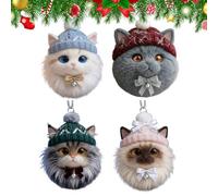 de Navidad genérico en Forma de Gato | Creaciones acrílicas 2D Colgantes | de Gato de Doble Cara para árbol de Navidad - Pared de Patio al Aire Libre Fiestas